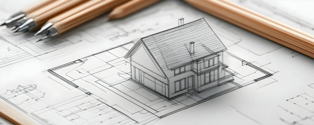 Home architecture project with realistic and structural drawings